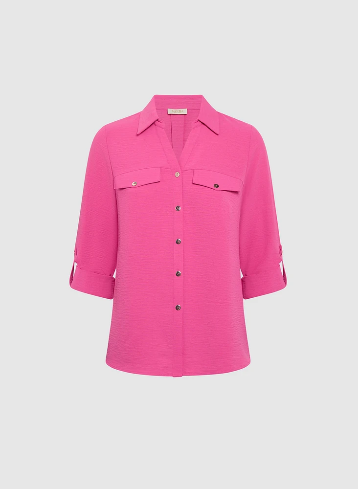 Blouse boutonnée en crêpe