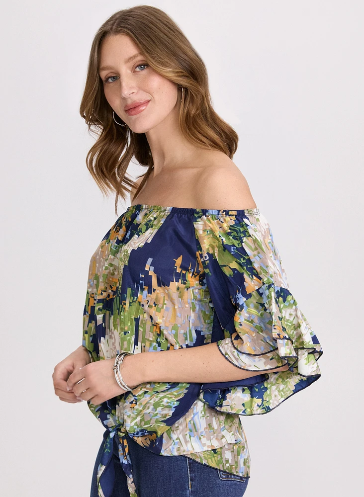 Abstract Off-Shoulder Blouse