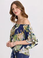 Abstract Off-Shoulder Blouse