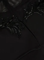 Sequin Embroidered Cape Sleeve Dress