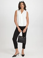 Lace-Through Tie-Neck Blouse