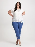 Tie-Front Eyelet Top