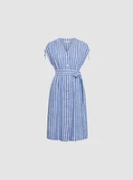 Midi Striped Linen Blend Dress