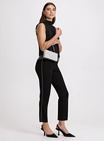 Sofia Rhinestone Trim Slim-Leg Pants - Short