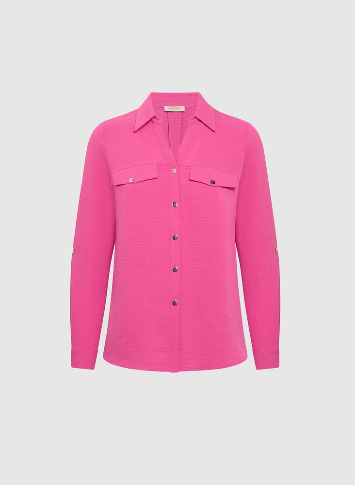 Blouse boutonnée en crêpe