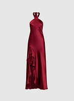 Satin Halter Neck Dress