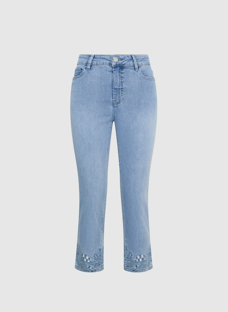 Embroidered Capri Jeans