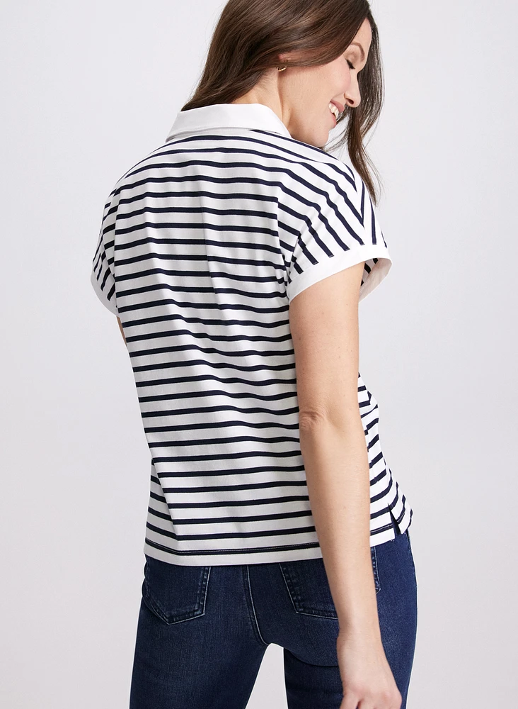 T-shirt rayé à manches capes