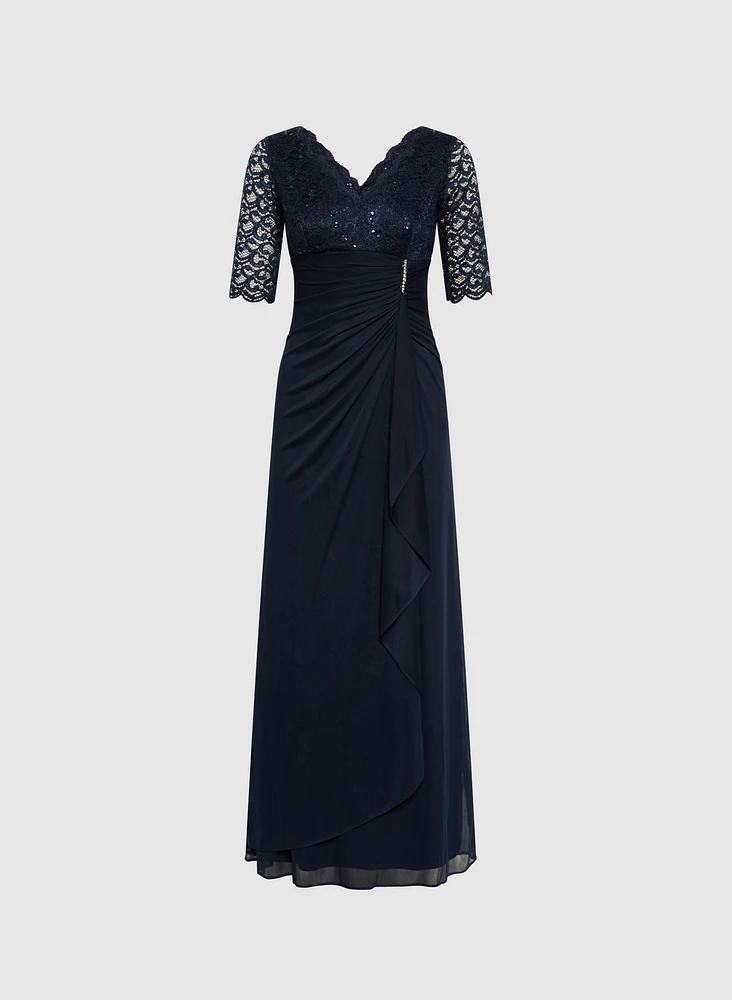 Lace Detail Evening Dress