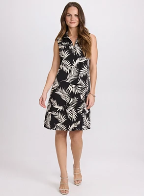 Palm Print Jersey Dress