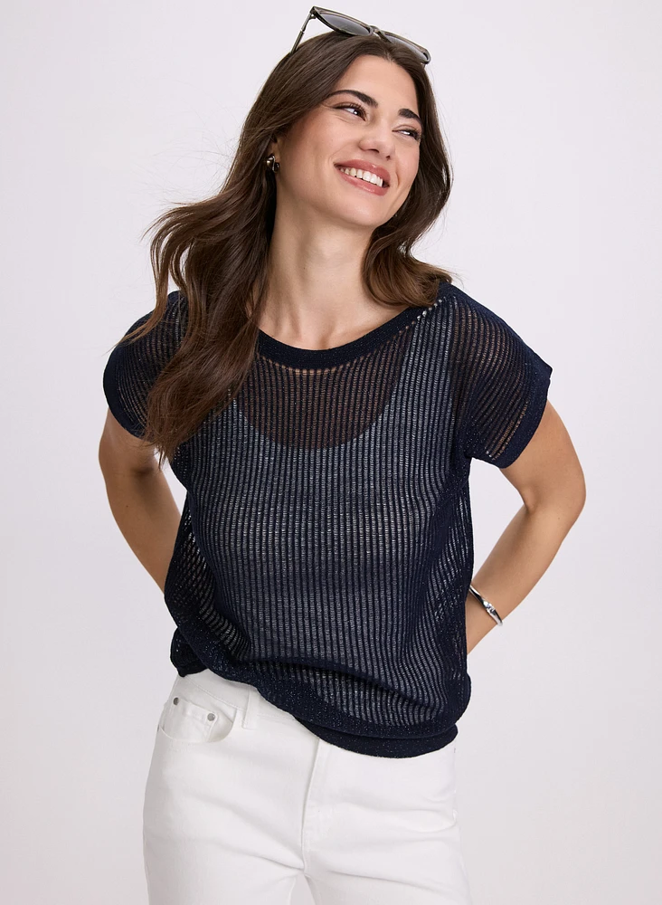 Metallic Knit Pullover