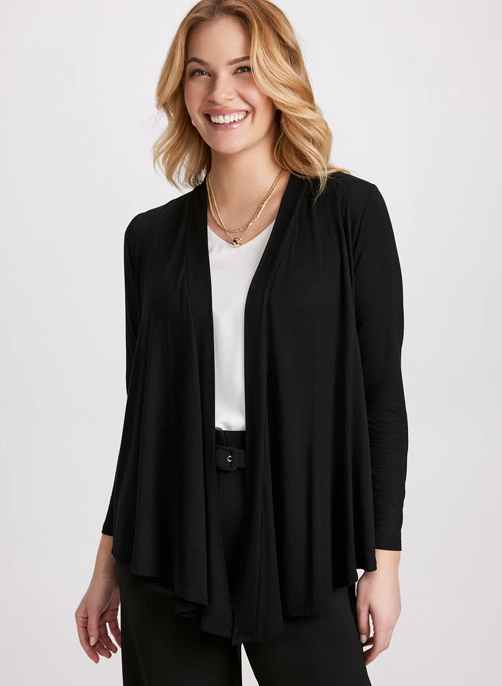 Open-Front Asymmetric Hem Cardigan