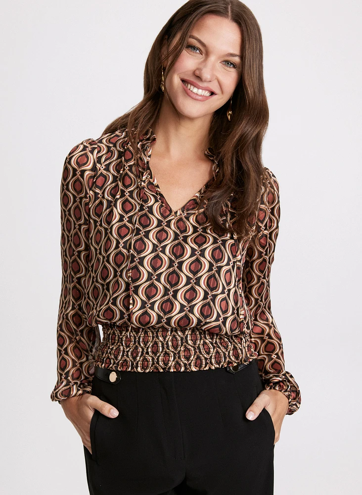 Geometric Print Blouse