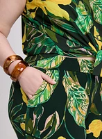 Palm Print Wide-Leg Pants