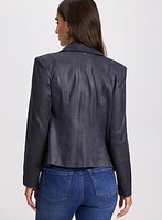 Faux-Suede Notch Collar Jacket