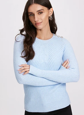 Crystal Button Embellished Sweater