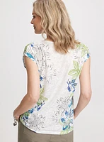 Floral Print Burnout T-Shirt