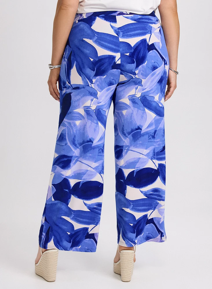 Pantalon Olivia large à motif feuilles