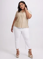 Foil Split V-Neck T-Shirt