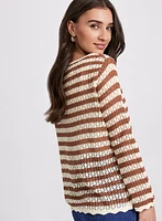 Pull rayé en tricot ajouré