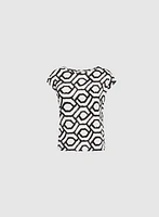 Scoop Neck Geometric Print Top