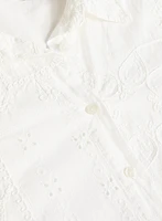 Embroidered Button-Down Blouse