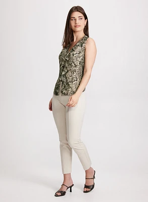 Snake Print Sleeveless Blouse & Slim Leg Pants