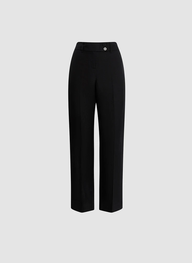 Modern Fit Linen-Blend Straight Leg Pants