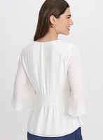 Flare Sleeve Button-Down Blouse