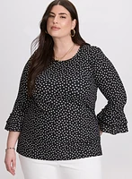 Polka Dot Bell Sleeve Top