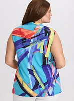Abstract Tie-Neck Top
