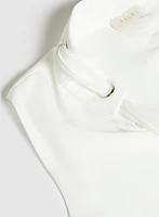 Lace-Through Tie-Neck Blouse
