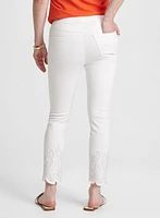 Embroidered Hem Pull-On Jeans