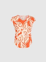 Leaf Print Cap Sleeve Top