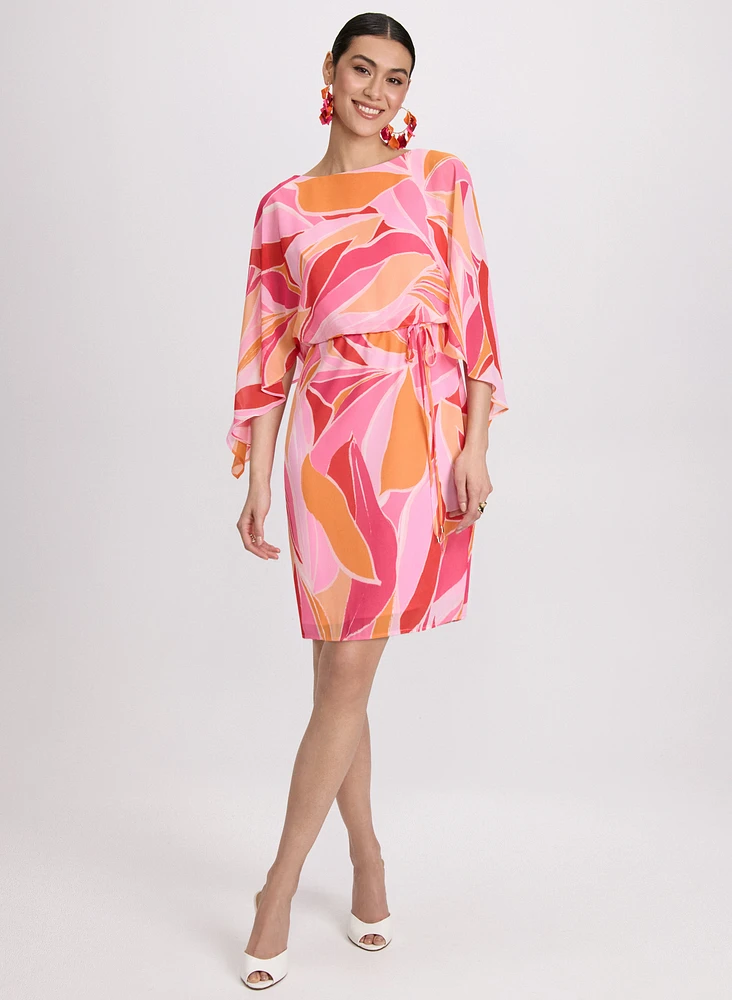 Geometric Print Chiffon Dress
