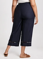 Capri jambe large en mélange de lin