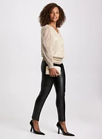 Metallic Plissé Top