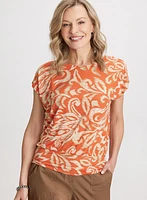 Boat-Neck Paisley Top