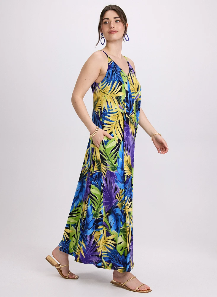 Robe maxi à motif tropical