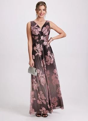 Pleated Floral Dress