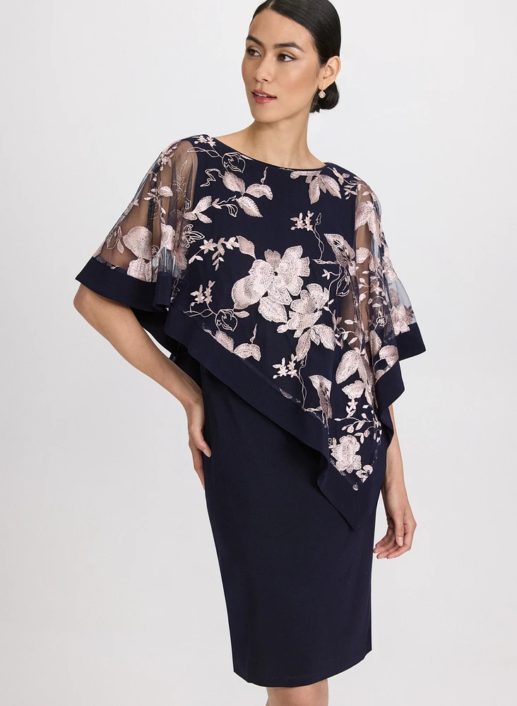 Embroidered Poncho & Jersey Dress