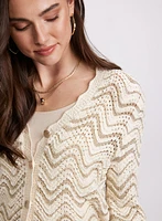Wavy Pointelle Knit Cardigan