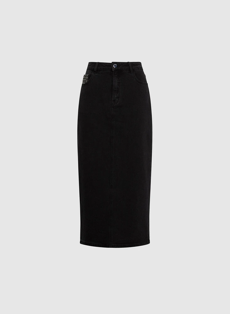 Rhinestone Pocket Detail Skirt