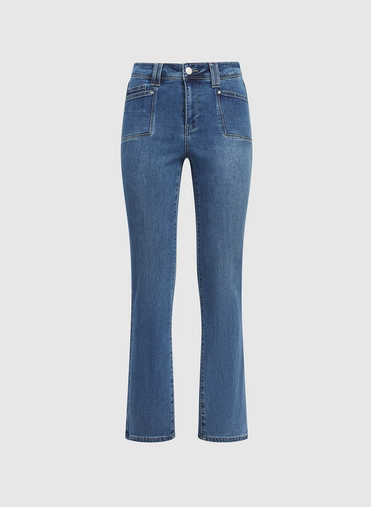 Patch Pocket Straight-Leg Jeans