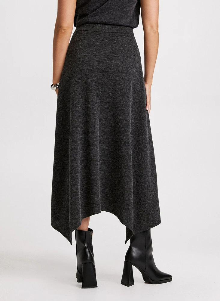 Asymmetric Hem Midi Skirt
