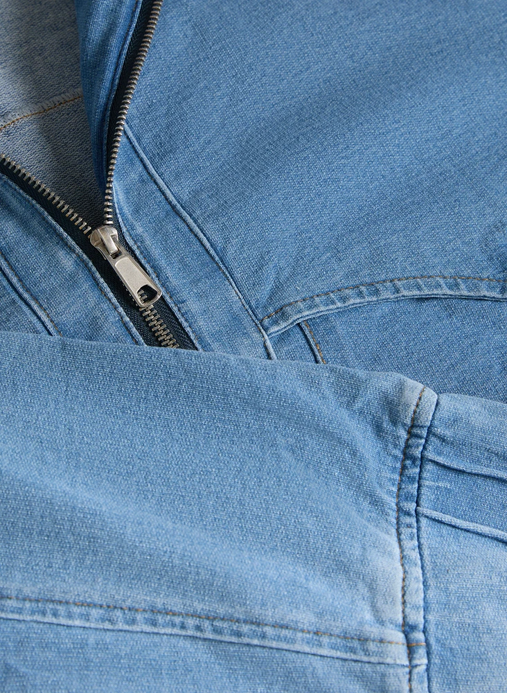 Hooded Denim Bomber Jacket