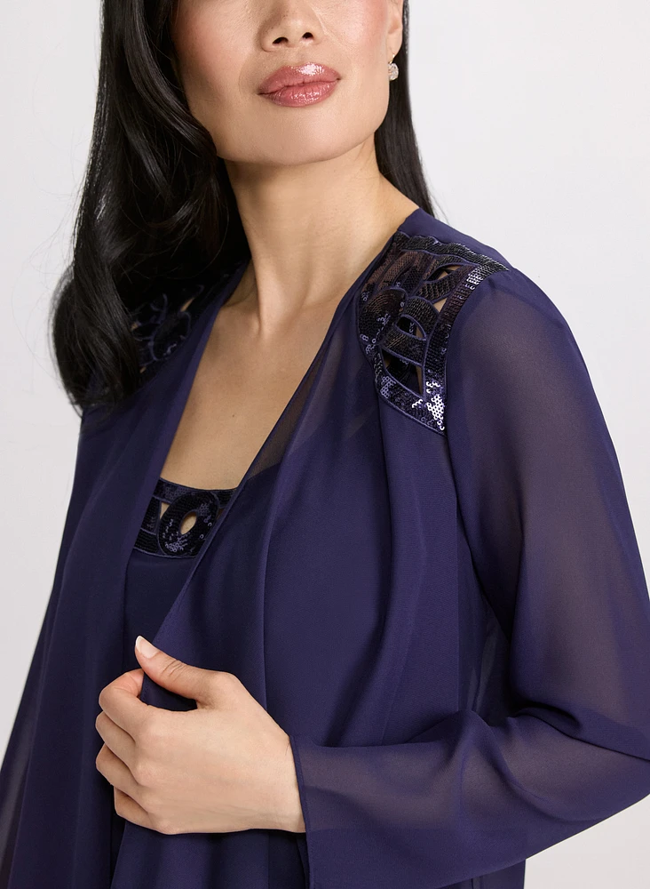 Sequined Dress & Jacket Set