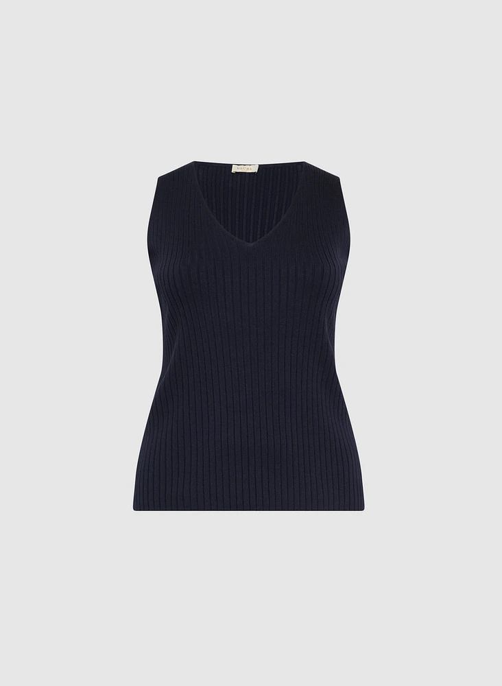 Sleeveless Ribbed Knit Sweater