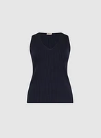 Sleeveless Ribbed Knit Sweater