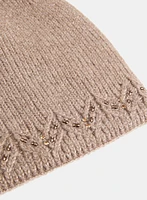 Rhinestone Bead Detail Knit Hat